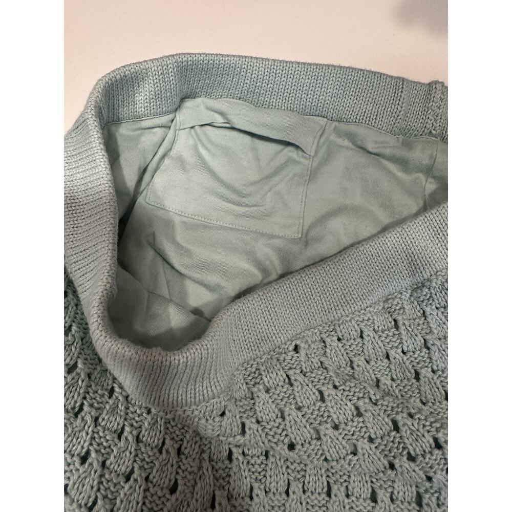 Athleta Crochet Knit Skirt Mint Green Cotton Eyelet Scalloped Hem SizeSmall Boho - Picture 5 of 8